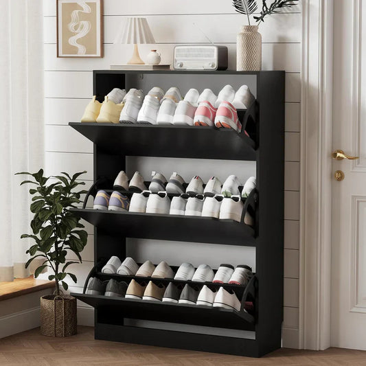 Thin Wooden Shoe Rack – 3 Doors