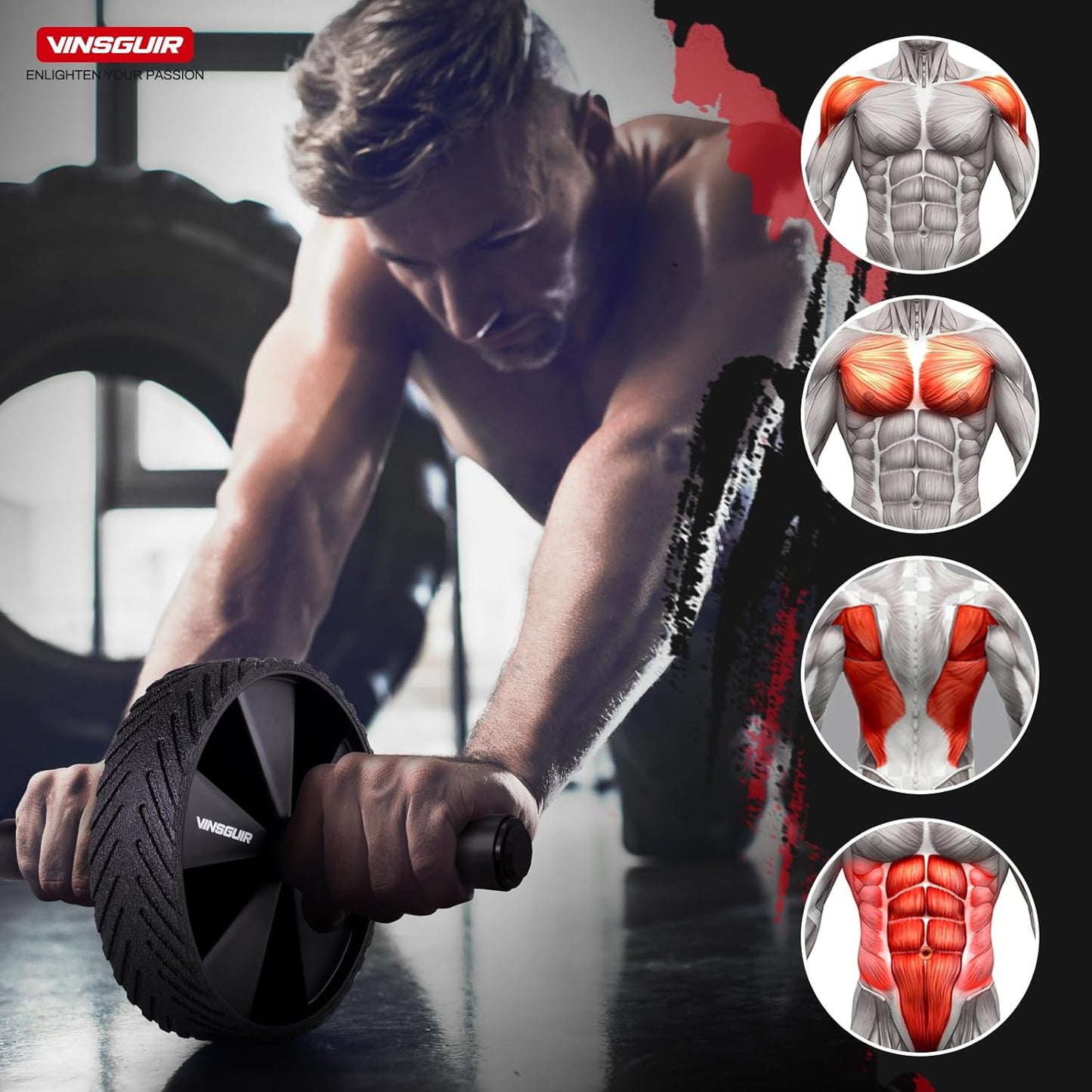 Vinsguir Ab Roller – Core & Ab Workout Equipment for Home Gym