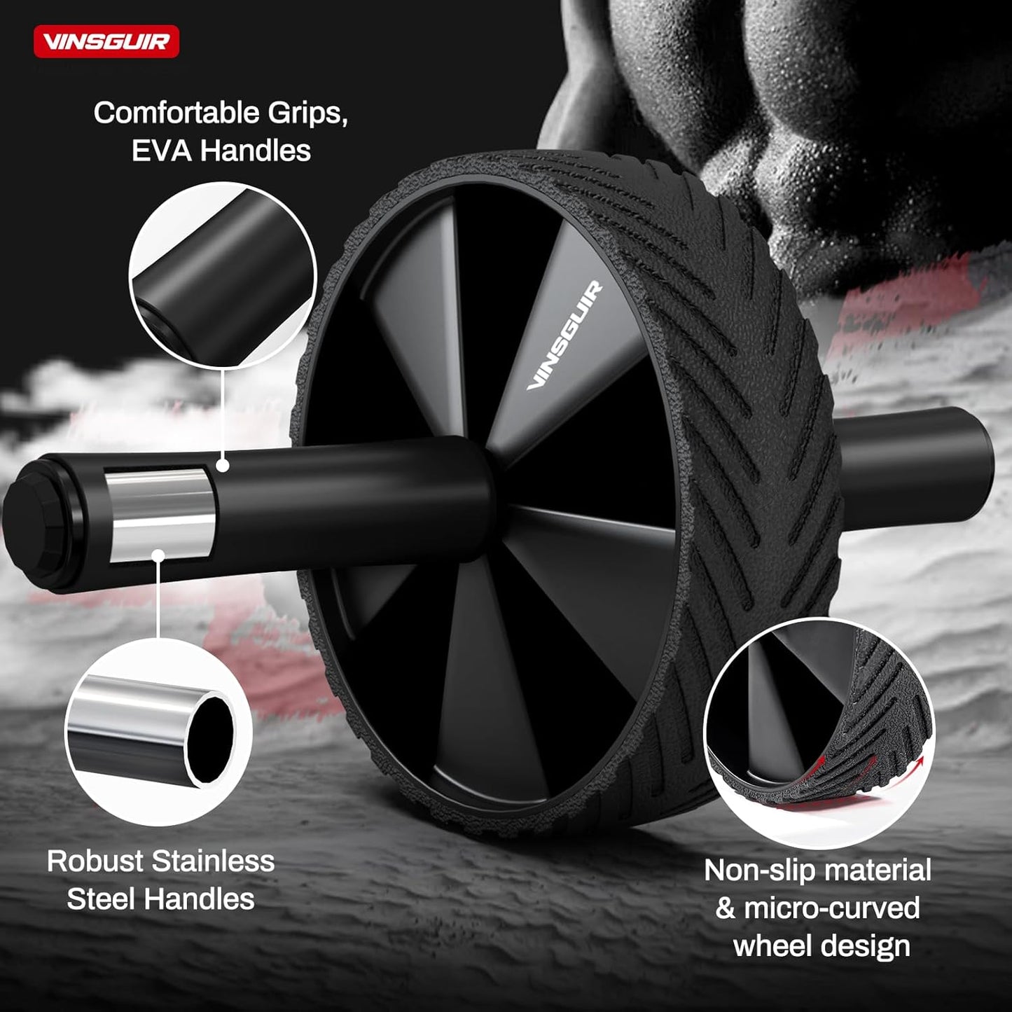 Vinsguir Ab Roller – Core & Ab Workout Equipment for Home Gym